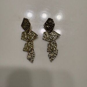 Gold Textured Geometric Earrings